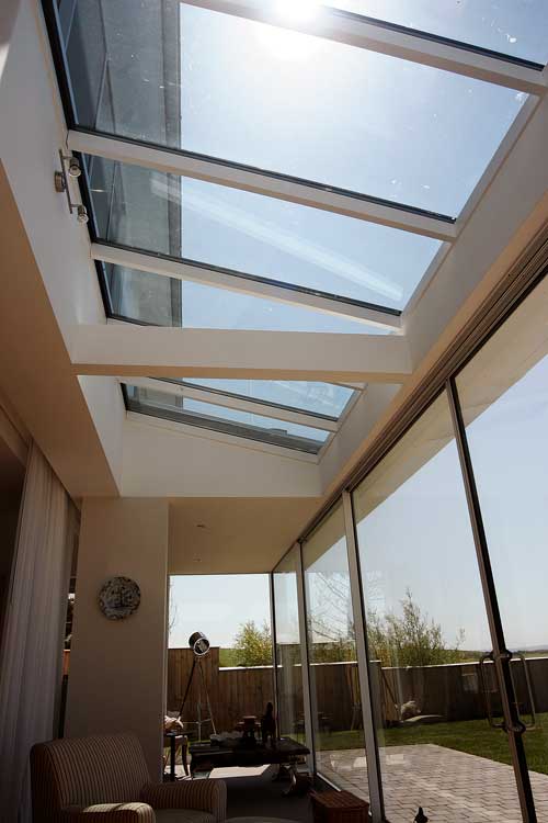 large glass roof panels
